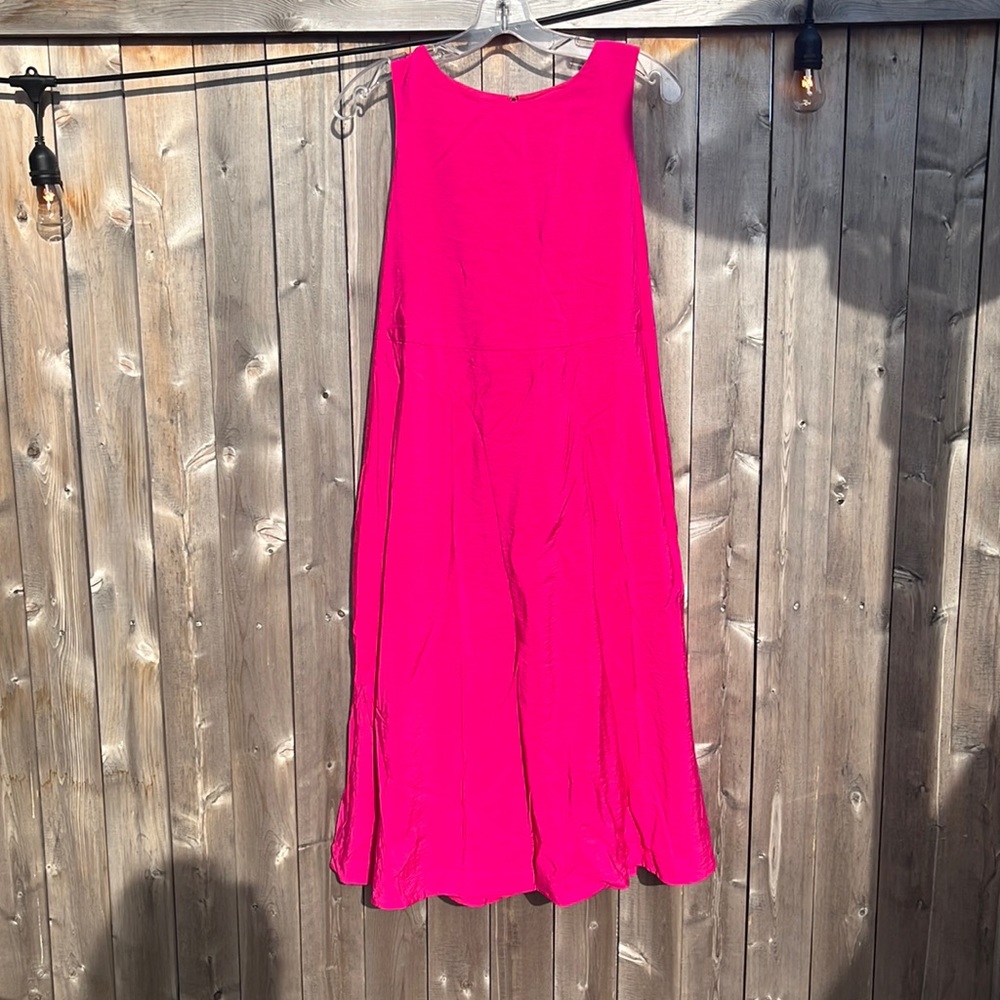 Fushia Pink Tie back Ann Taylor Midi Dress SP